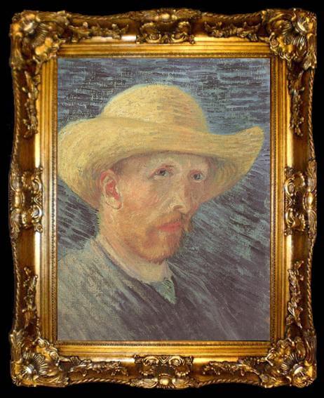 framed  Vincent Van Gogh Self-Portrait wtih Straw Hat (nn04), ta009-2